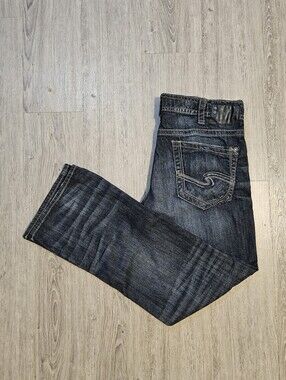 Silver Men's 36/34 Straight Leg Zac Dark Blue Jeans